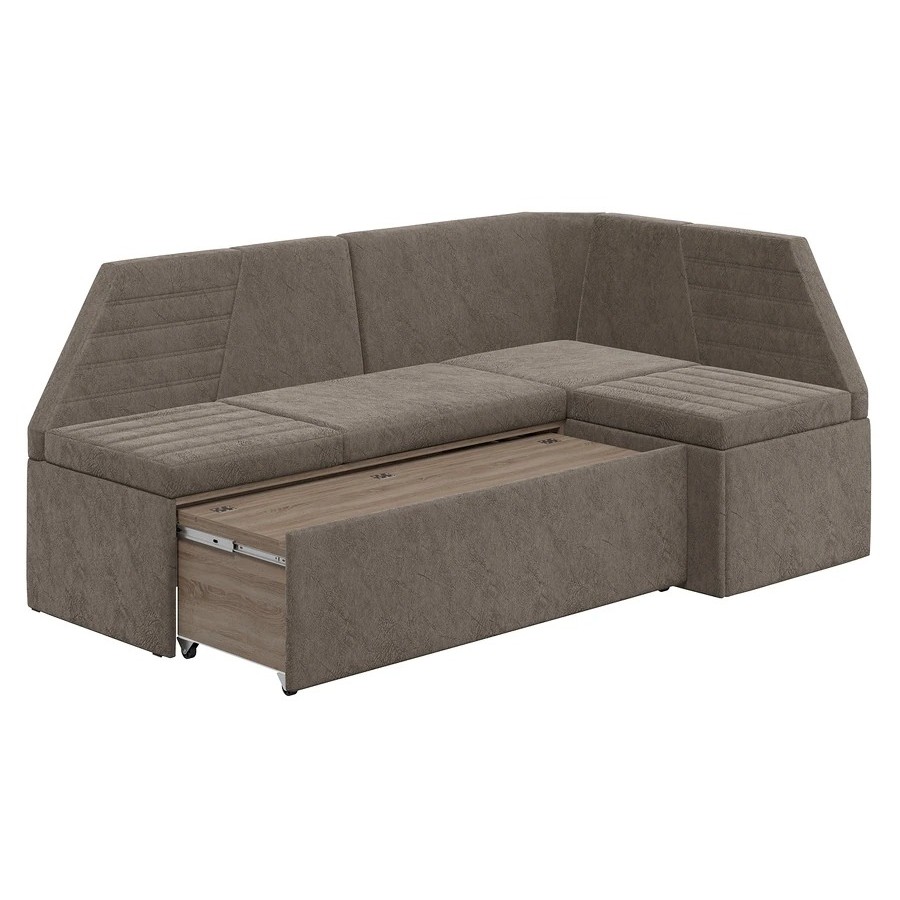 Скамья угловая «Лондон» со спальным местом Исп.2 Дуб Сонома трюфель, Микровелюр Wellmart Latte