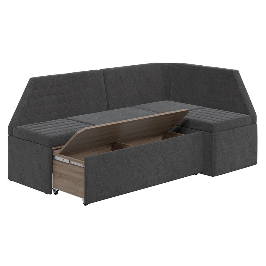 Скамья угловая «Лондон» со спальным местом Исп.2 Дуб Сонома трюфель, Микровелюр Wellmart Graphite