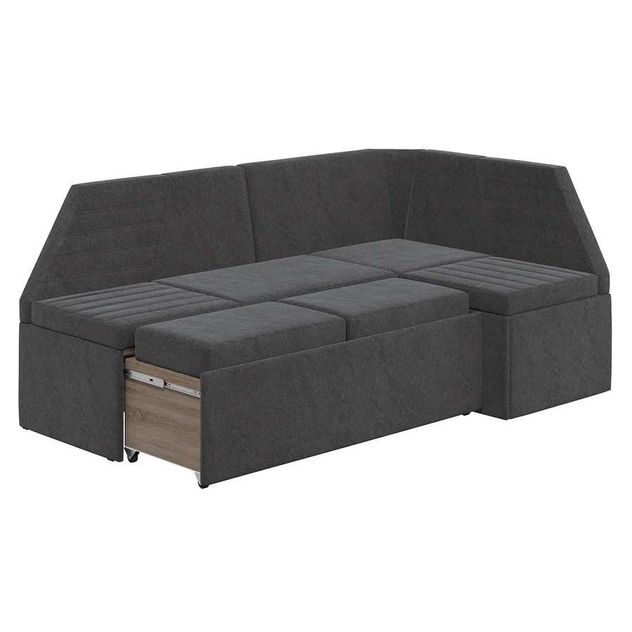 Скамья угловая «Лондон» со спальным местом Исп.2 Дуб Сонома трюфель, Микровелюр Wellmart Graphite