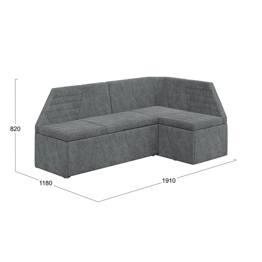 Скамья угловая «Лондон» со спальным местом Исп.2 Дуб Сонома трюфель, Микровелюр Wellmart Silver