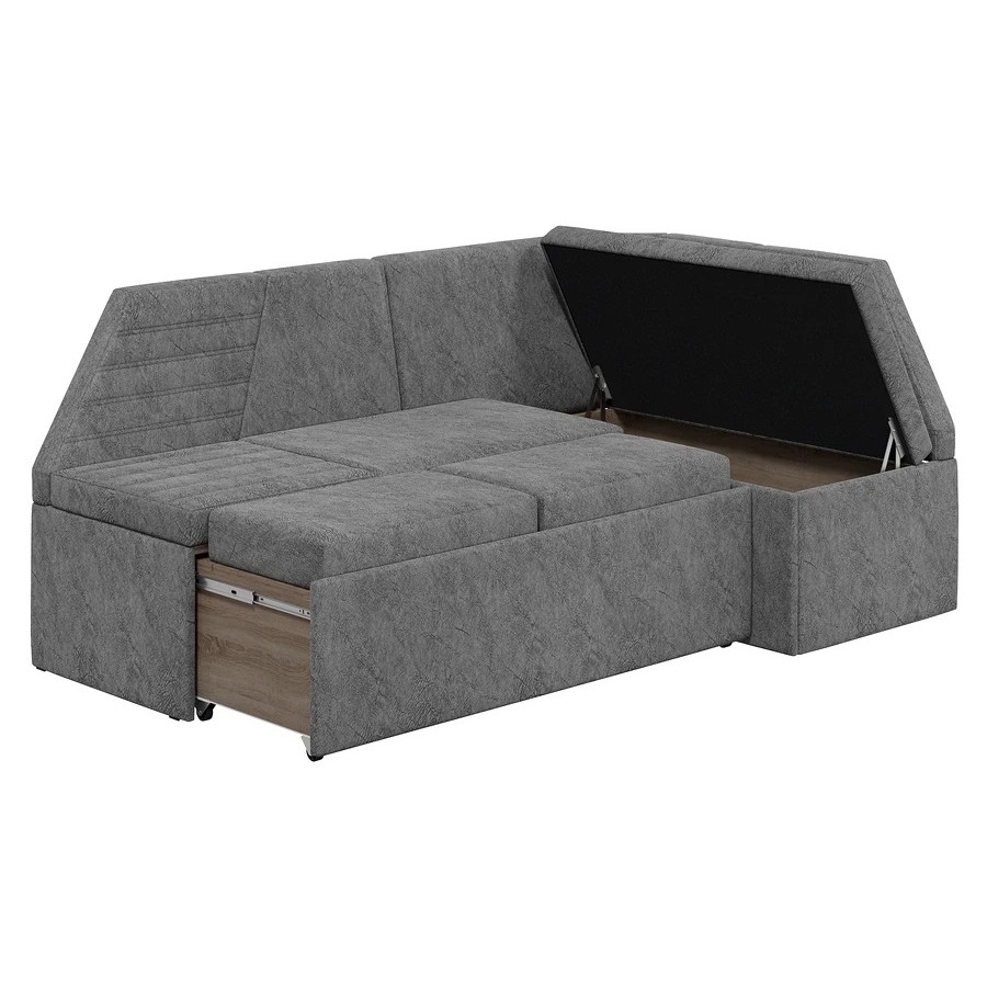 Скамья угловая «Лондон» со спальным местом Исп.2 Дуб Сонома трюфель, Микровелюр Wellmart Silver