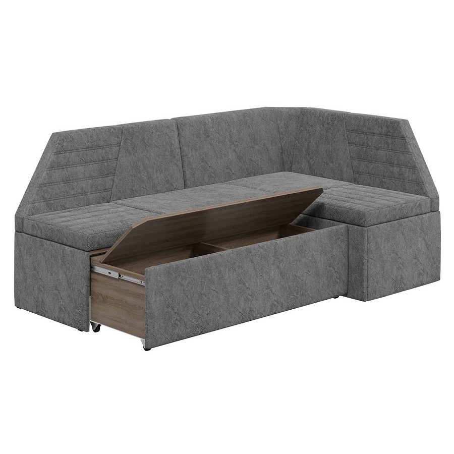 Скамья угловая «Лондон» со спальным местом Исп.2 Дуб Сонома трюфель, Микровелюр Wellmart Silver