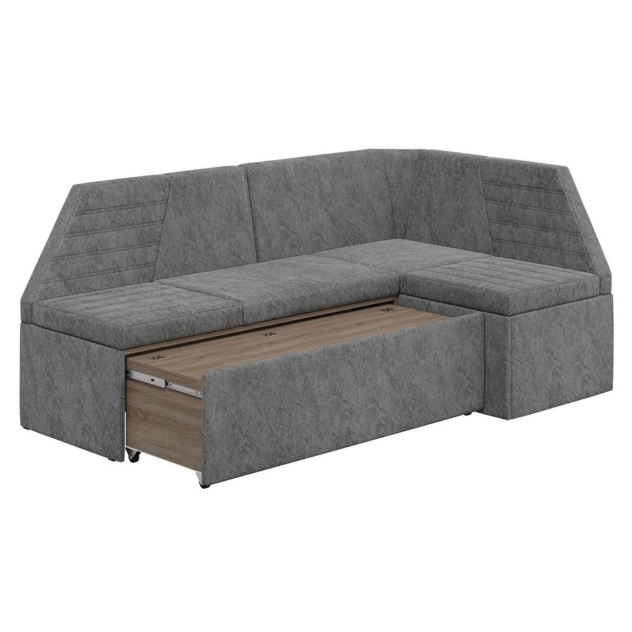 Скамья угловая «Лондон» со спальным местом Исп.2 Дуб Сонома трюфель, Микровелюр Wellmart Silver