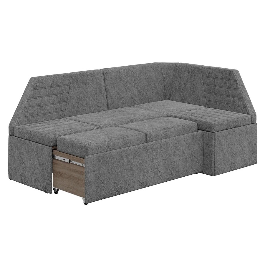 Скамья угловая «Лондон» со спальным местом Исп.2 Дуб Сонома трюфель, Микровелюр Wellmart Silver