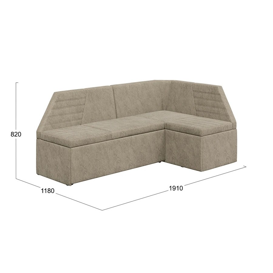 Скамья угловая «Лондон» со спальным местом Исп.2 Дуб Сонома трюфель, Микровелюр Wellmart Dark Beige