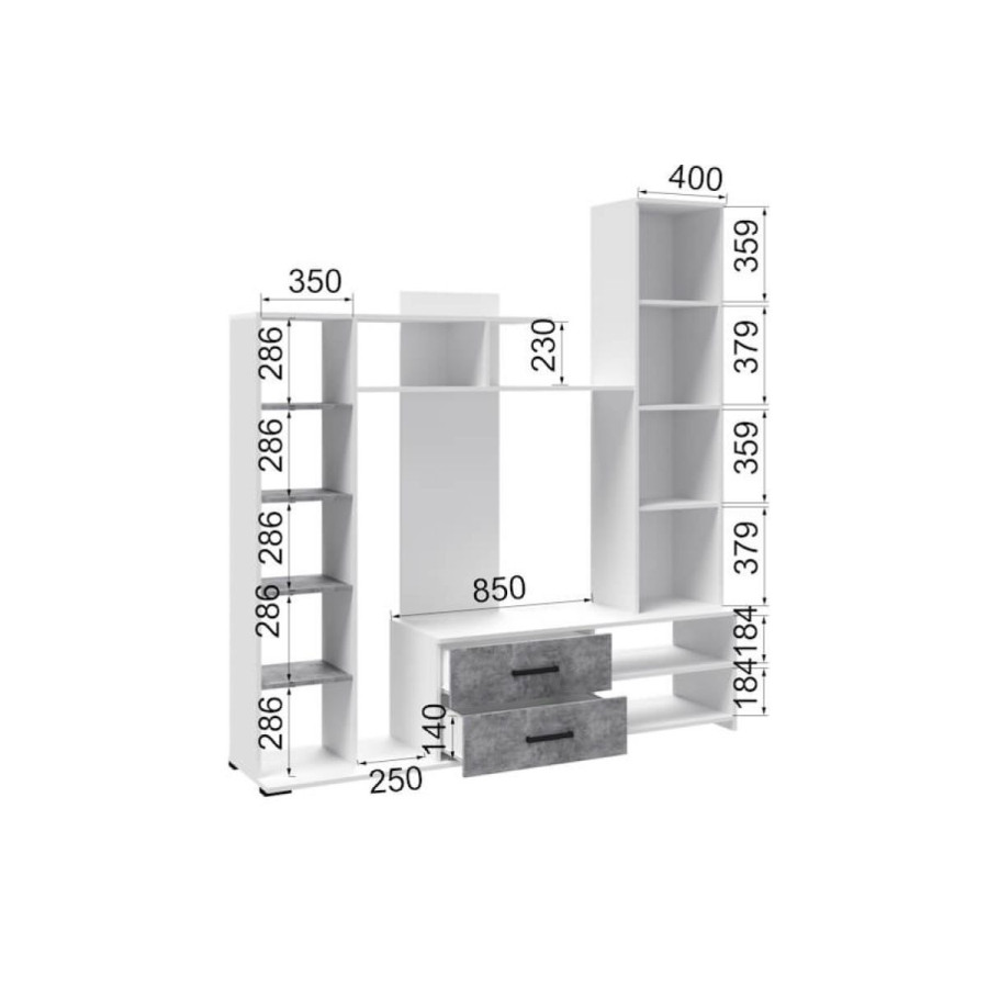 Центральная секция " Сидней -1" Белый c тиснением