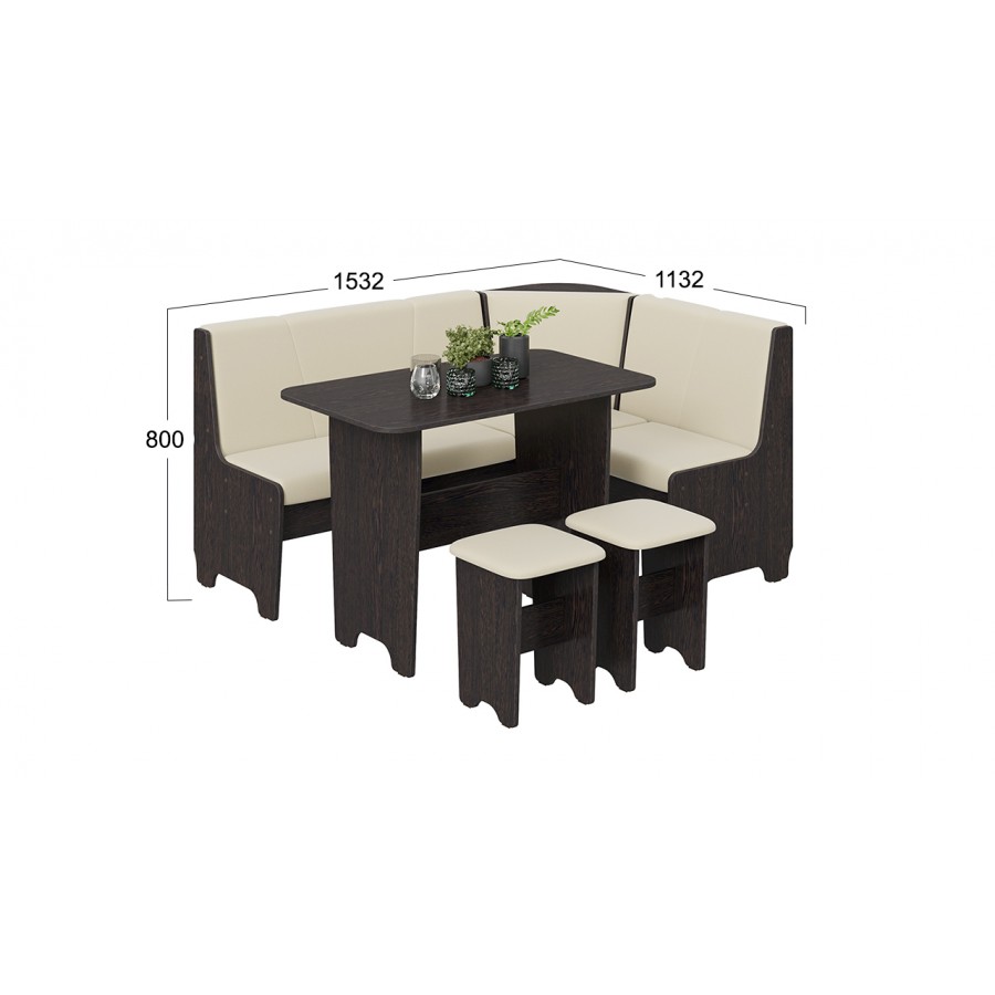 Кухонный уголок «Техас» Исп.1 Венге, Экокожа бежевая