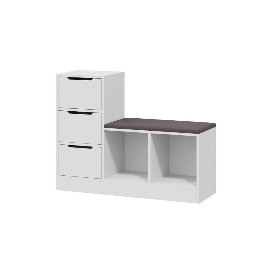 Тумба для обуви Тип 14 Белый Ясень, Велюр Серый