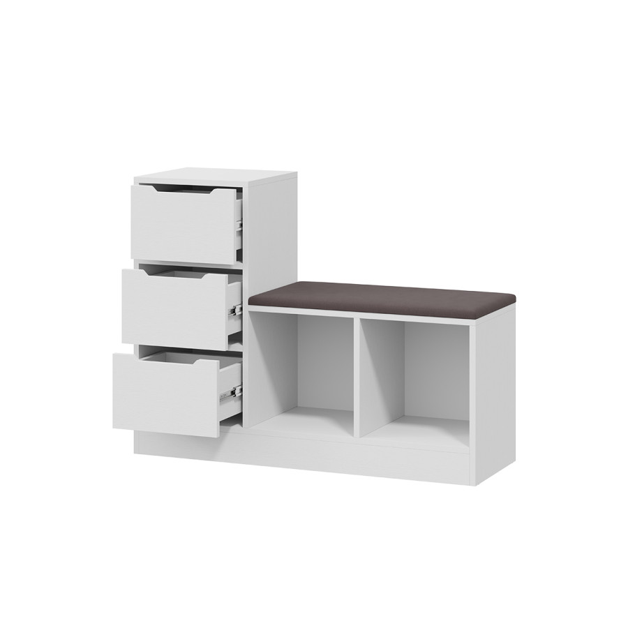 Тумба для обуви Тип 14 Белый Ясень, Велюр Серый