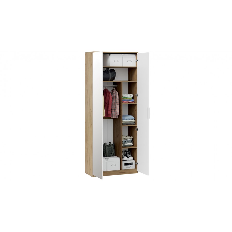 Шкаф комбинированный с 2 дверями «Хилтон» Исп.2.1 - 404.003.000 Дуб Крафт золотой, Белый матовый