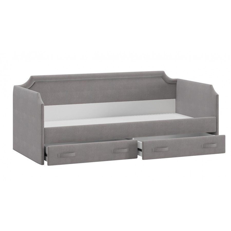 Кровать с мягкой обивкой и ящиками «Кантри» Тип 1 (900) - ТД-308.12.02 Велюр Светло-серый