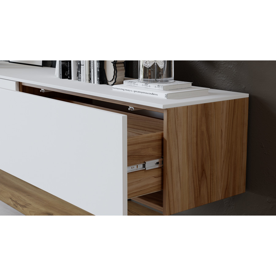 Гостиная «Порто» №6 - ГН-393.006 Яблоня Беллуно, Белый софт