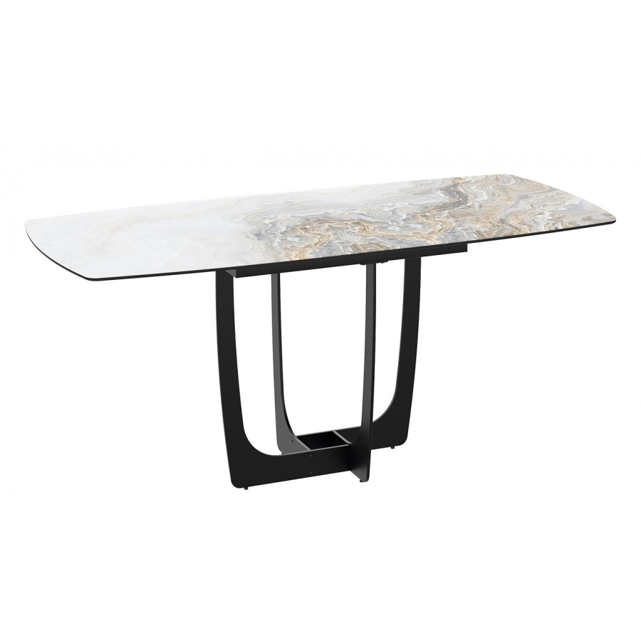 Стол обеденный «Орфей» Черный муар, Стекло глянцевое оникс