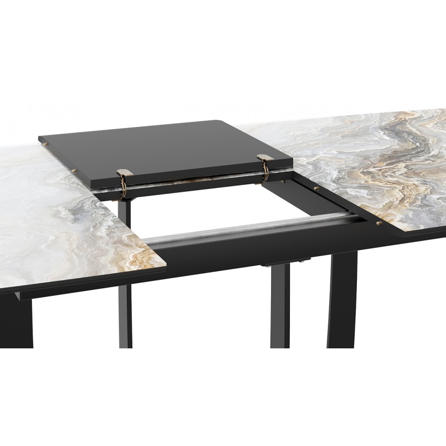 Стол обеденный «Орфей» Черный муар, Стекло глянцевое оникс