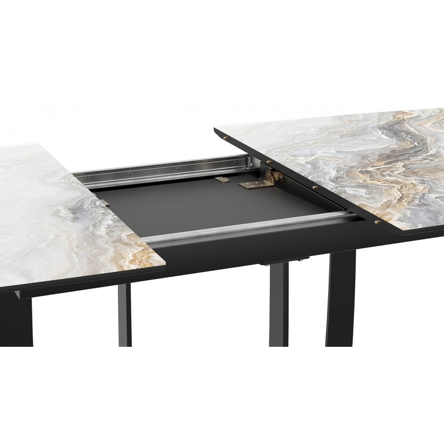 Стол обеденный «Орфей» Черный муар, Стекло глянцевое оникс