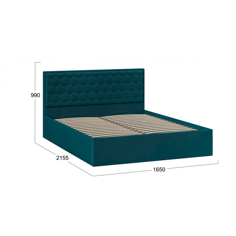 Кровать с ПМ «Порто» (с подъемным механизмом) с заглушиной Велюр Confetti Izumrud 160 см