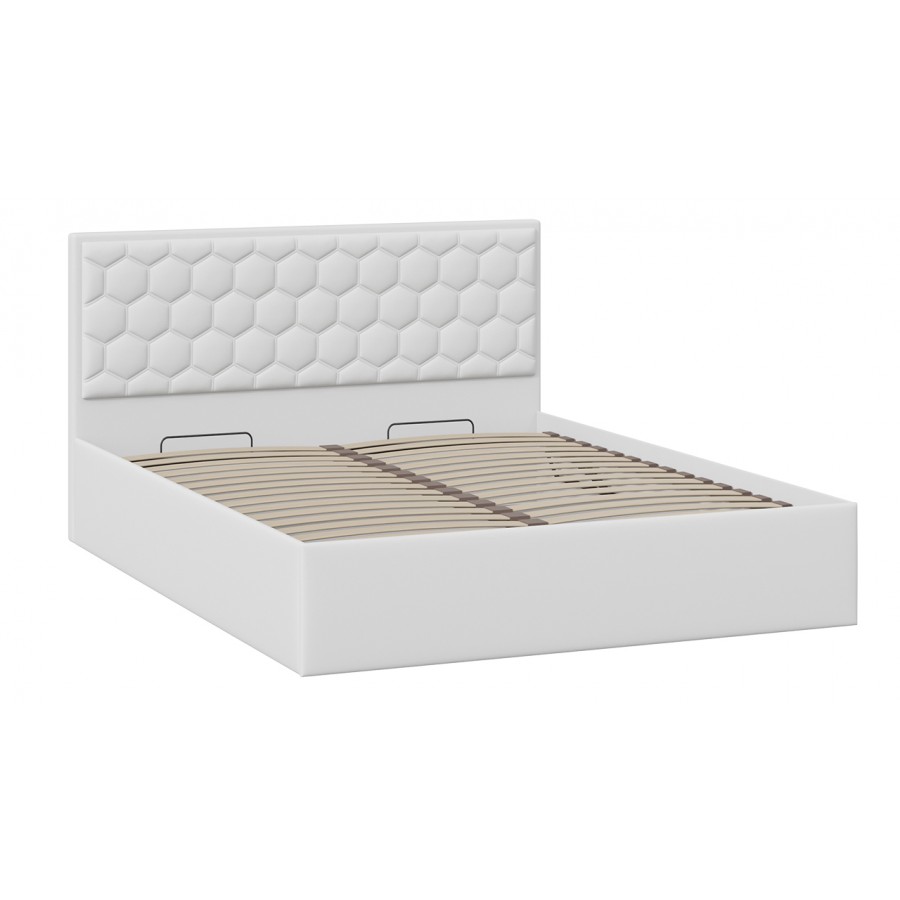 Кровать с ПМ «Порто» (с подъемным механизмом) с заглушиной Экокожа белая Polo 160 см