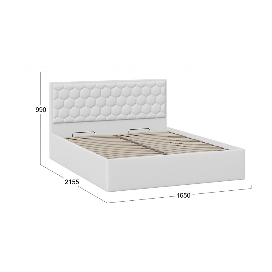 Кровать с ПМ «Порто» (с подъемным механизмом) с заглушиной Экокожа белая Polo 160 см