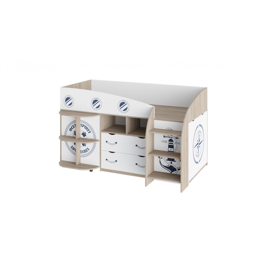 Кровать комбинированная «Немо» Дуб Сонома, Белый