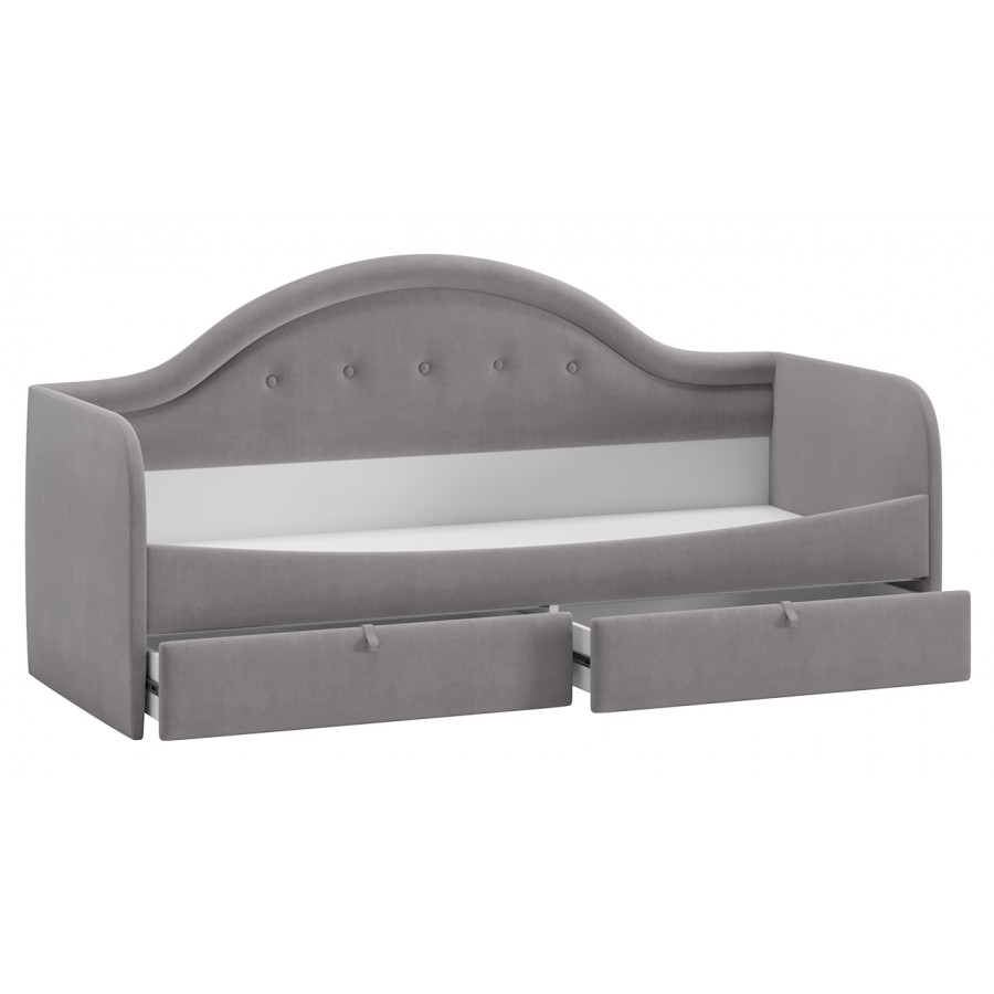 Кровать «Адель» с мягкой спинкой тип 1 Велюр Светло-серый