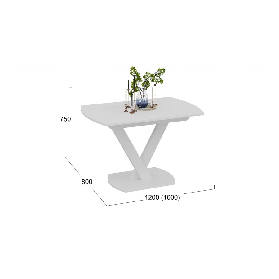 Стол обеденный «Салерно» Тип 1 Белый муар, Стекло матовое белое