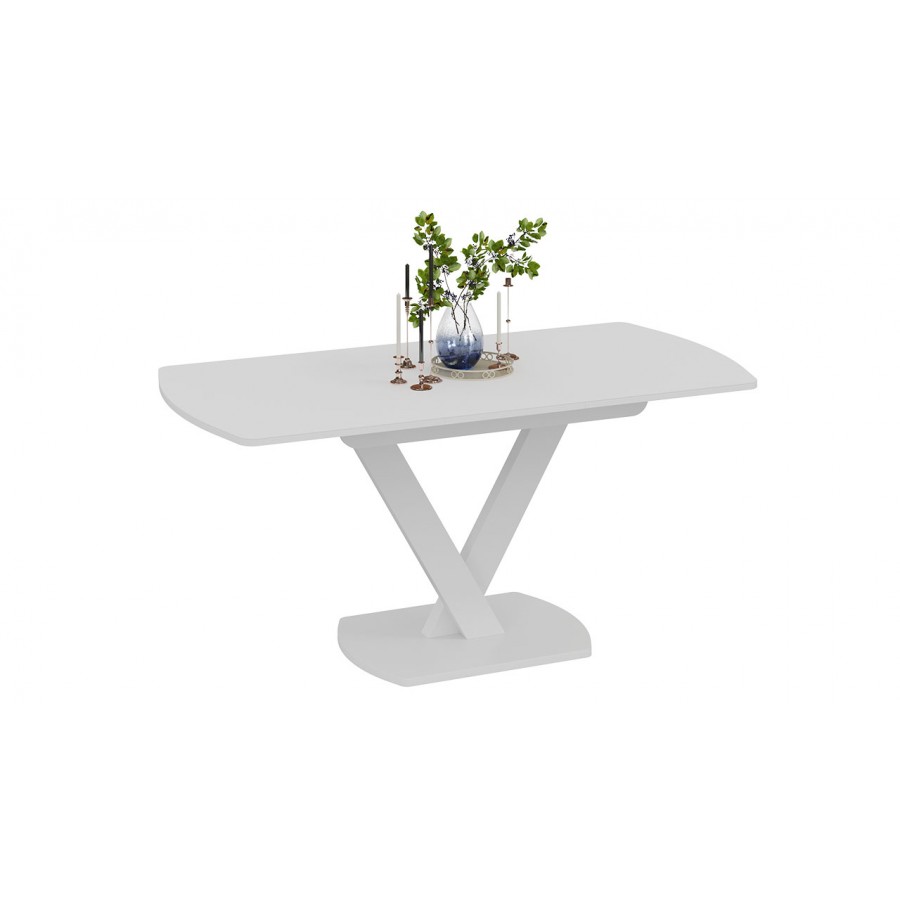 Стол обеденный «Салерно» Тип 1 Белый муар, Стекло матовое белое