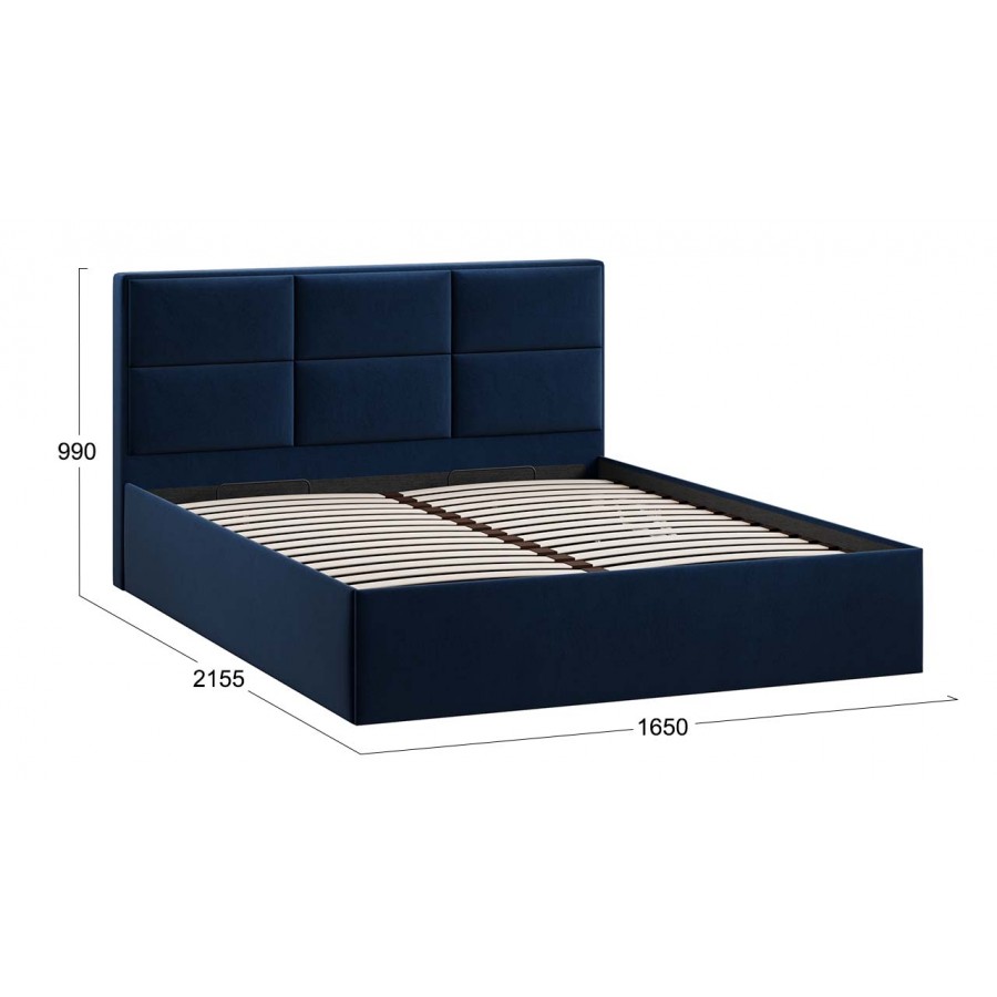 Кровать с ПМ «Стелла» Тип 1 с заглушиной Микровелюр Wellmart Blue 160 см