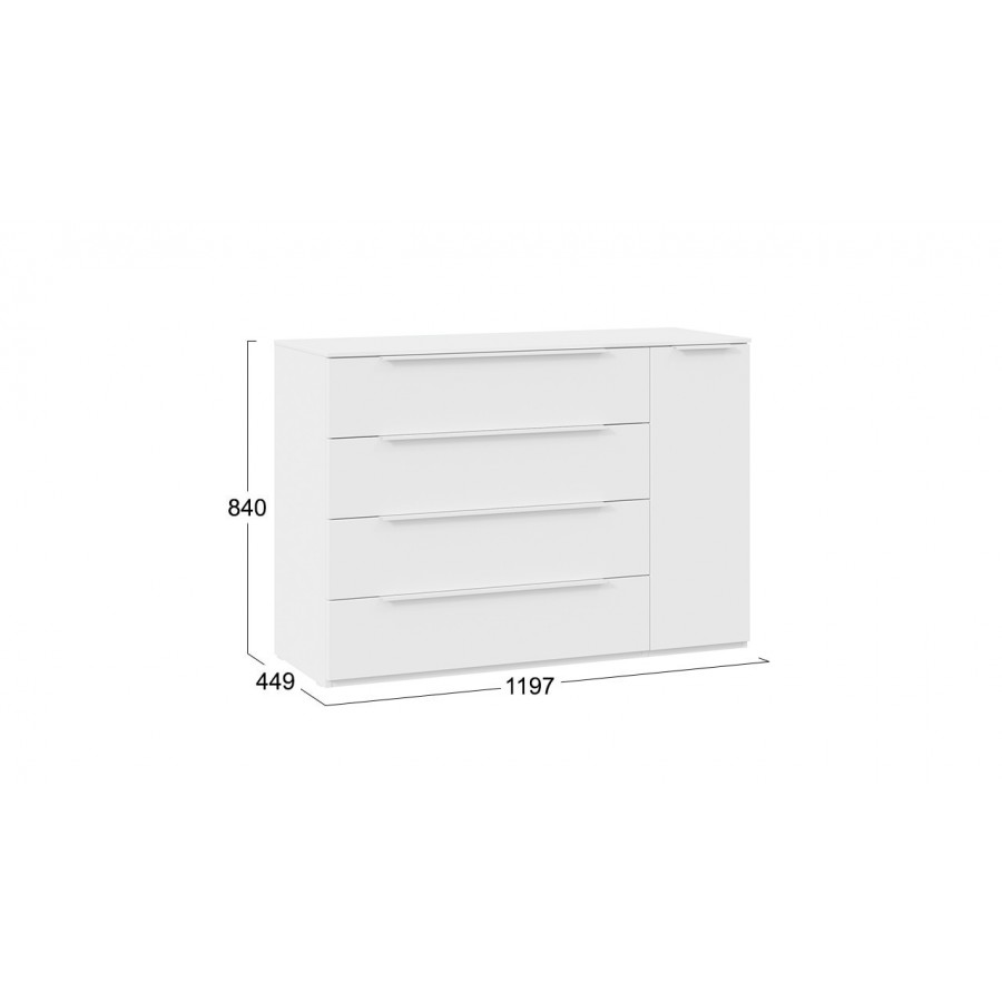 Комод комбинированный «Порто» - ТД-393.04.02 Белый Жемчуг, Белый софт