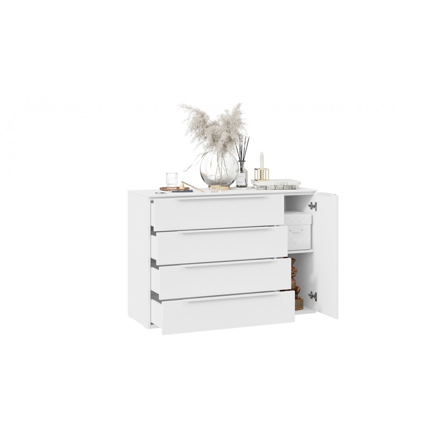 Комод комбинированный «Порто» - ТД-393.04.02 Белый Жемчуг, Белый софт