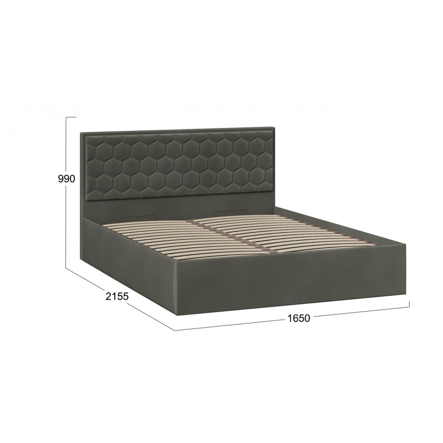 Кровать с ПМ «Порто» (с подъемным механизмом) с заглушиной Велюр Confetti Stone 160 см