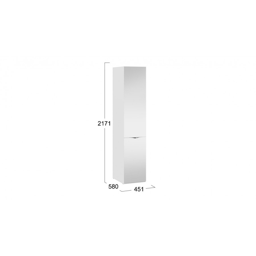 Шкаф для белья (580) с 1 зеркальной дверью «Глосс» - СМ-319.07.002 Белый Жемчуг, Белый глянец