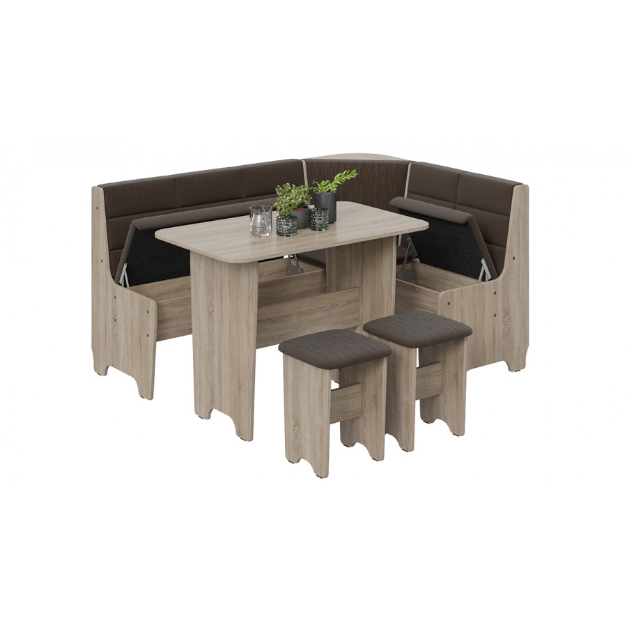 Кухонный уголок «Техас» Исп.2 Дуб Сонома трюфель, Кашемир коричневый