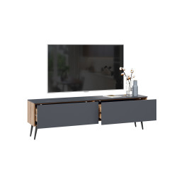 Тумба для теле- и радиоаппаратуры «Порто» с опорами - СМ-393.03.011 Яблоня Беллуно, Графит софт, Серый