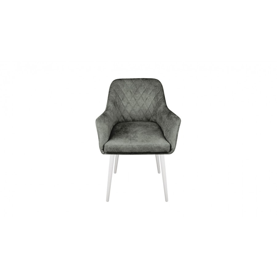 Стул «Chester» Т6 Белый муар, Велюр V003 темно-серый