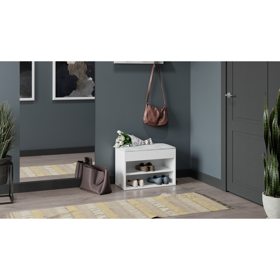 Тумба для обуви «Лайт» Тип 1 Белый глянец