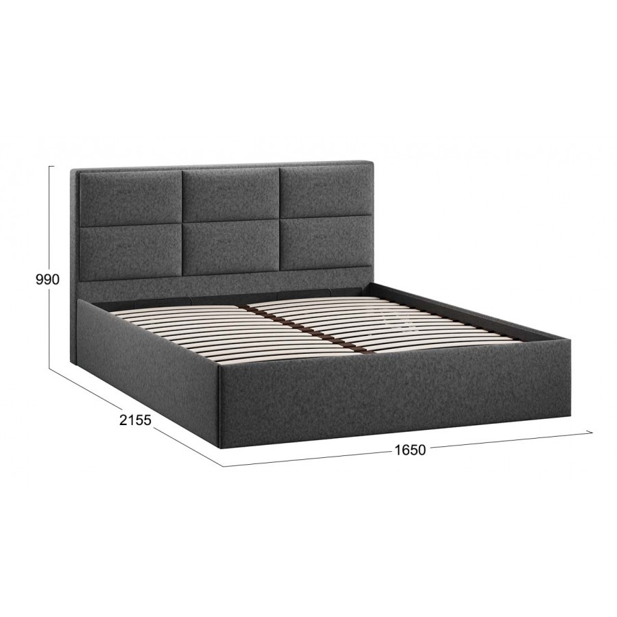 Кровать с ПМ «Стелла» Тип 1 с заглушиной Микровелюр Jercy Graphite 160 см