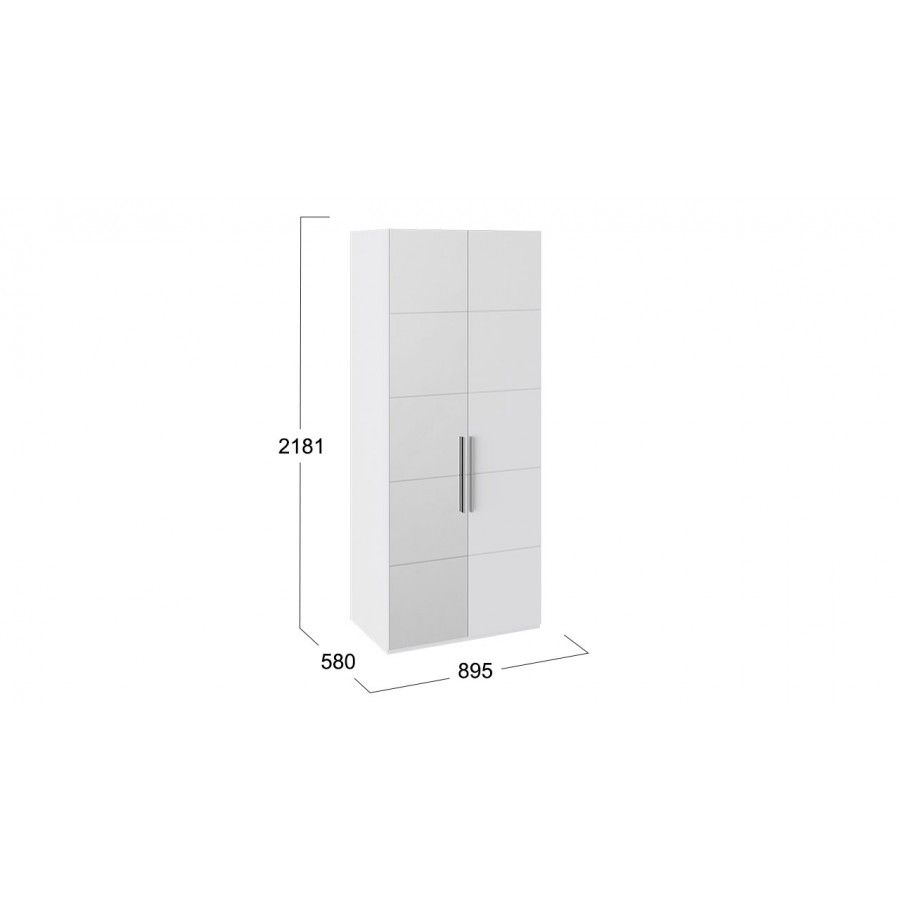 Шкаф с 1-й глухой и 1-й зеркальной левой дверями «Наоми» - СМ-208.07.04 L Белый глянец