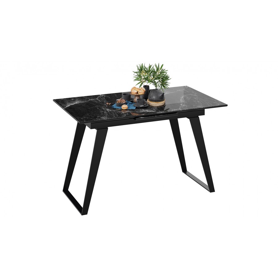 Стол обеденный «Техно» Черный муар, Стекло глянцевое черный мрамор