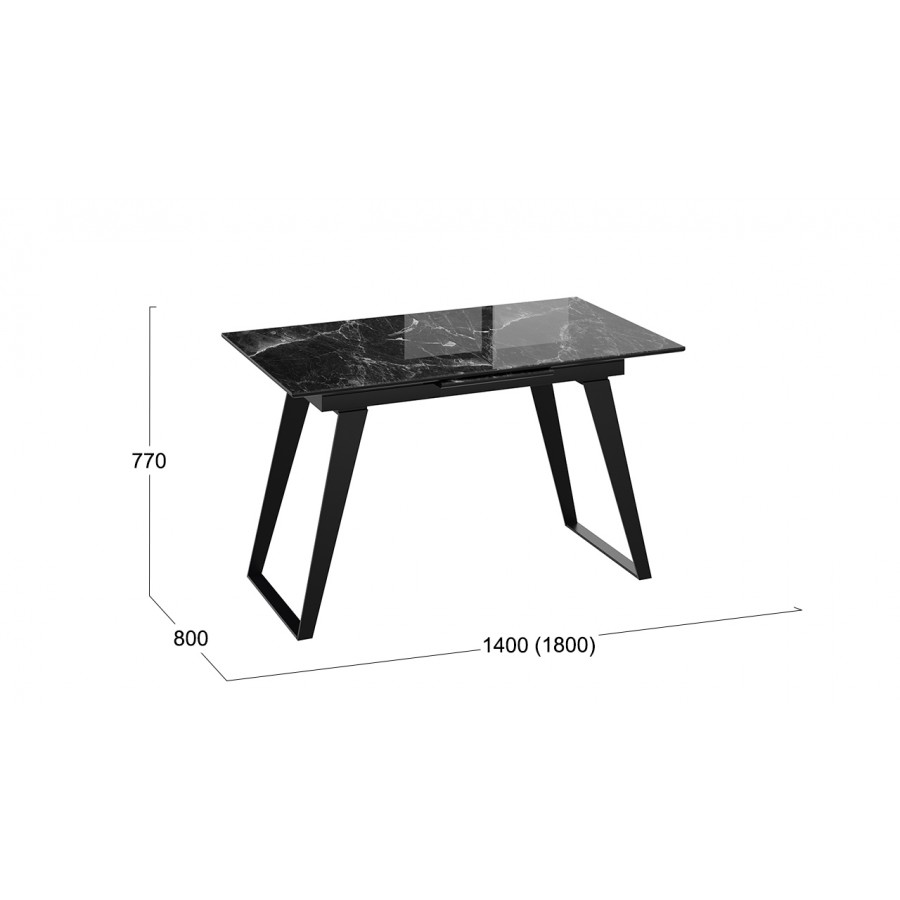 Стол обеденный «Техно» Черный муар, Стекло глянцевое черный мрамор