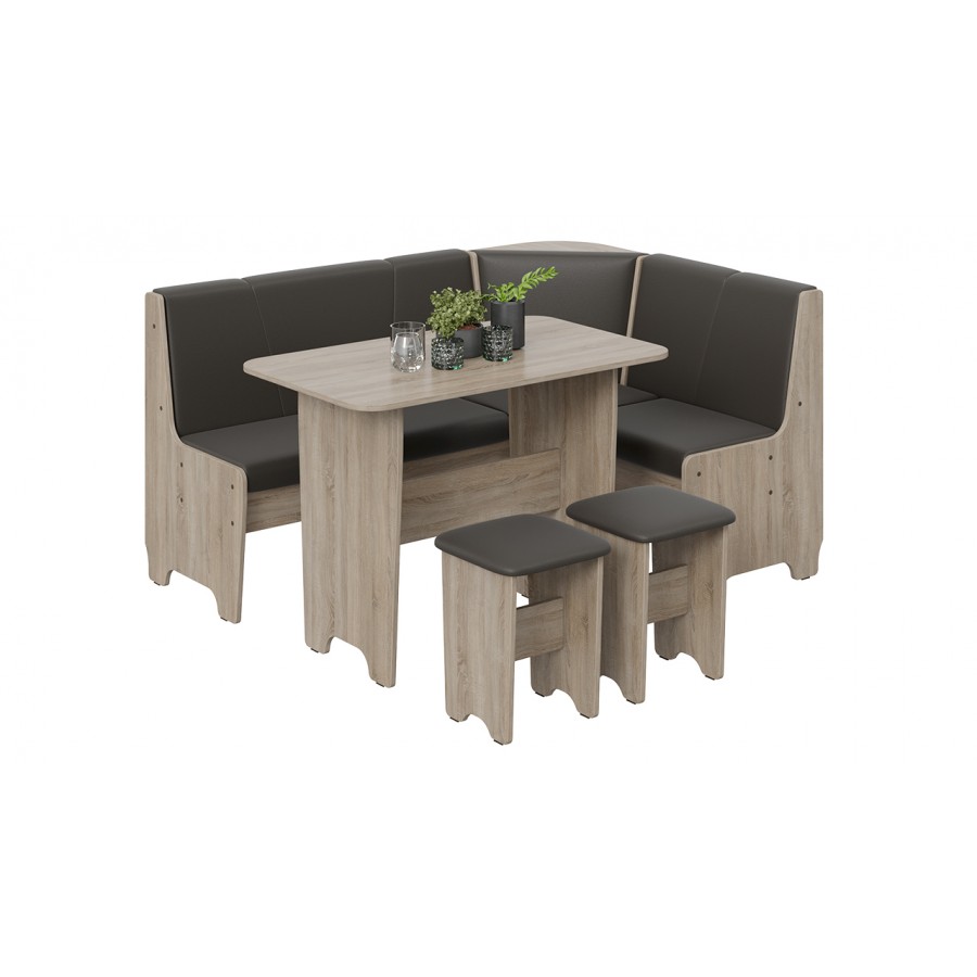 Кухонный уголок «Техас» Исп.1 Дуб Сонома трюфель, Экокожа коричневая