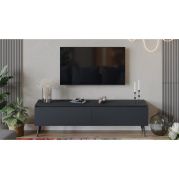 Тумба для теле- и радиоаппаратуры «Глосс» с опорами - СМ-319.03.011 Яблоня Беллуно, Cтекло Графит матовый, Серый