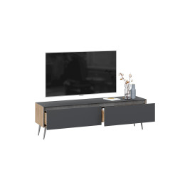 Тумба для теле- и радиоаппаратуры «Глосс» с опорами - СМ-319.03.011 Яблоня Беллуно, Cтекло Графит матовый, Серый