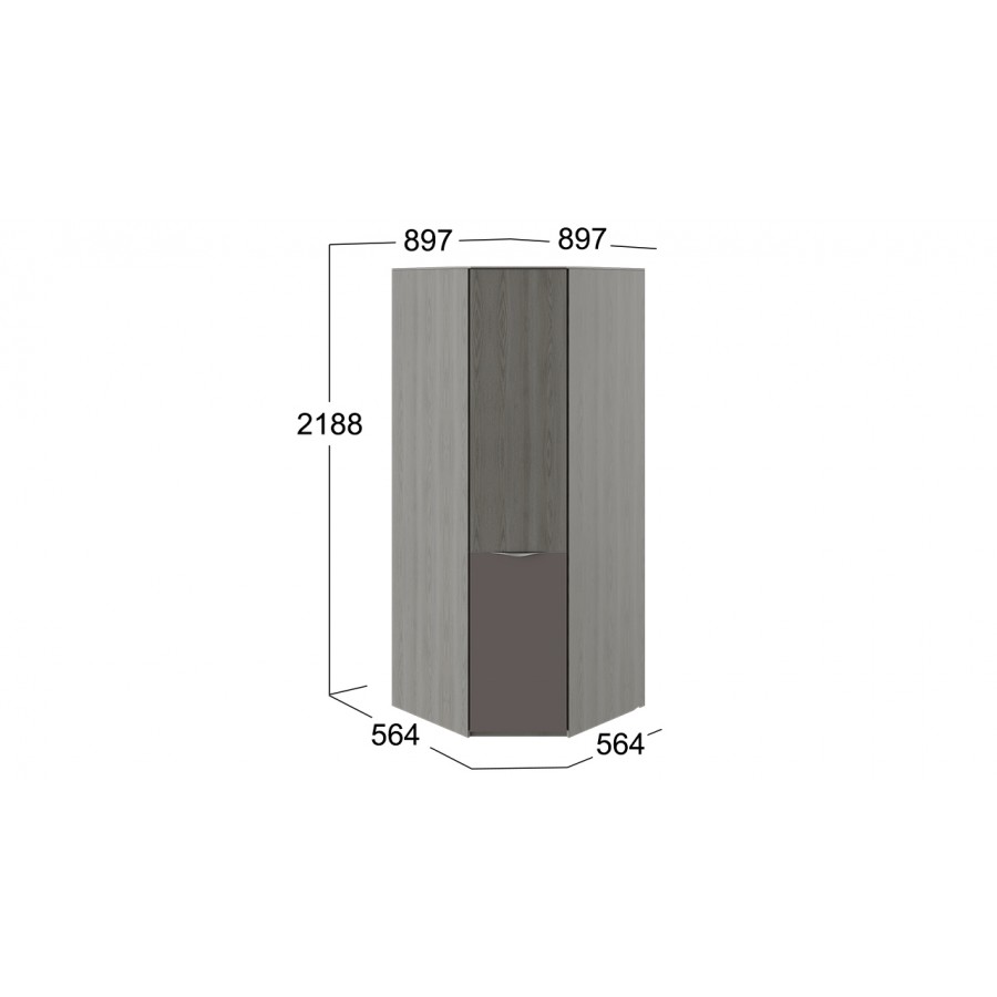 Шкаф угловой с 1 дверью с ЛКП «Либерти» - СМ-297.07.033 Хадсон, Фон серый