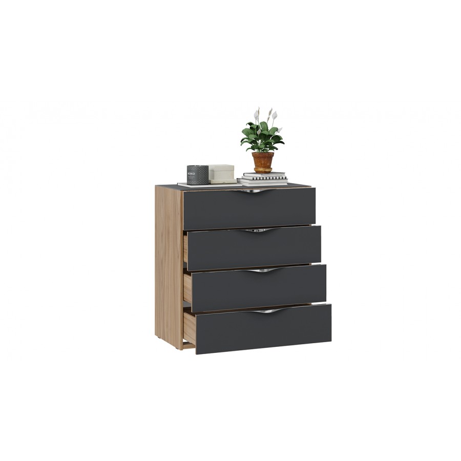 Комод «Глосс» - ТД 319.04.01 Яблоня Беллуно, Стекло Графит матовый