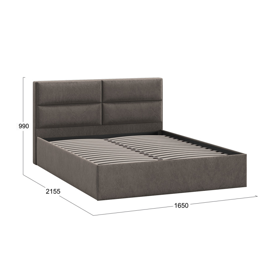 Кровать без ПМ «Глосс» Тип 1 (без подъемного механизма) Микровелюр Wellmart Latte