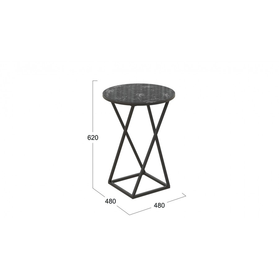 Стол журнальный ДП 1-03-05 исп. 2 Черный, Стекло Мрамор черный