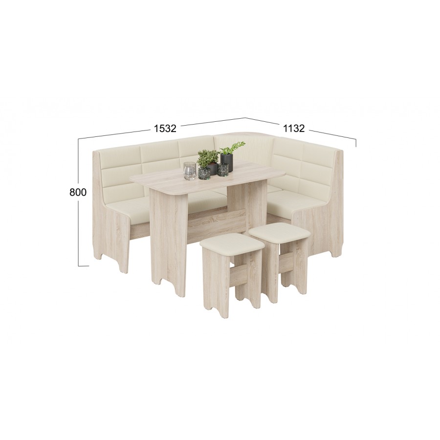 Кухонный уголок «Техас» Исп.2 Дуб Сонома, Кашемир крем