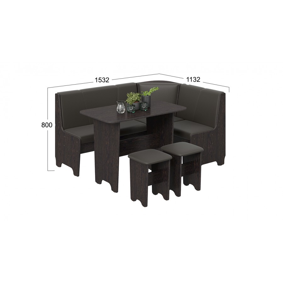 Кухонный уголок «Техас» Исп.1 Венге, Экокожа коричневая