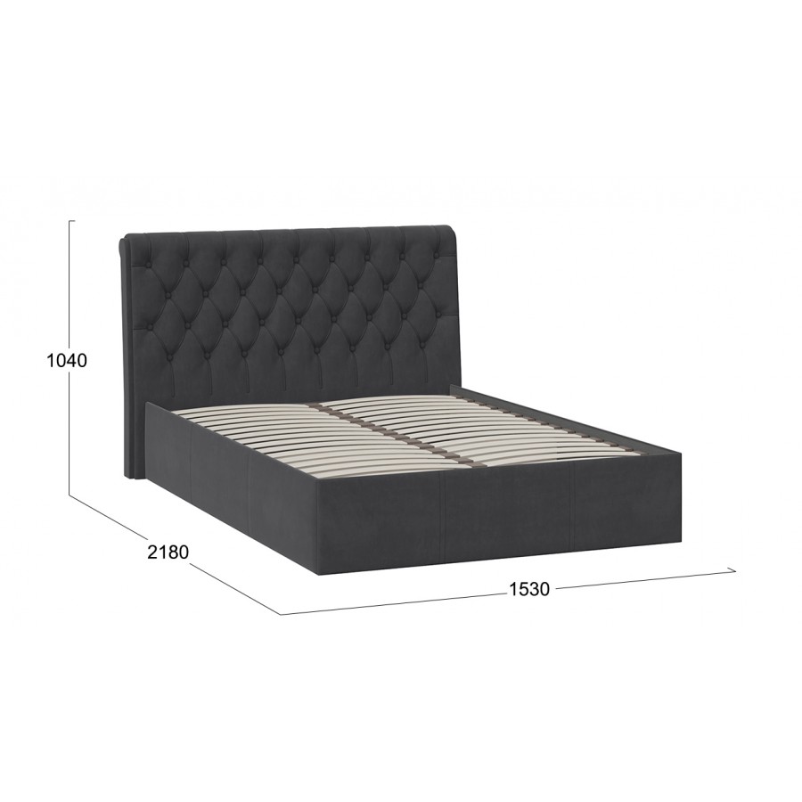 Кровать без ПМ «Скарлет» Тип 1 (без подъемного механизма) Велюр Графит