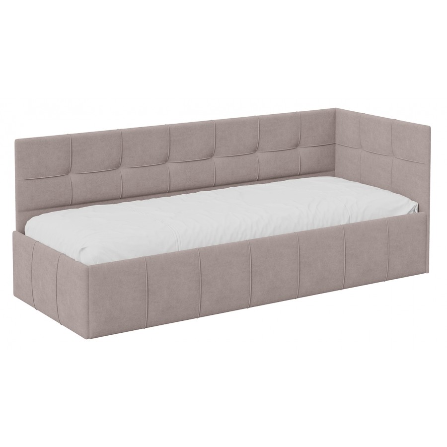 Кровать с мягкой обивкой с ПМ (с подъемным механизмом) «Грей» Тип 1 Велюр Galaxy серо-бежевый